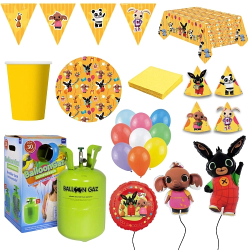 Dětská narozeninová sada Králíček Bing s balónky a heliem - 10 osob