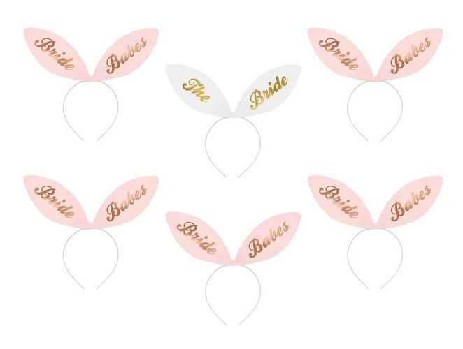 Sada Bride - čelenky králičí uši - Budoucí něvěsta - Rozlučka se svobodou - 6 ks