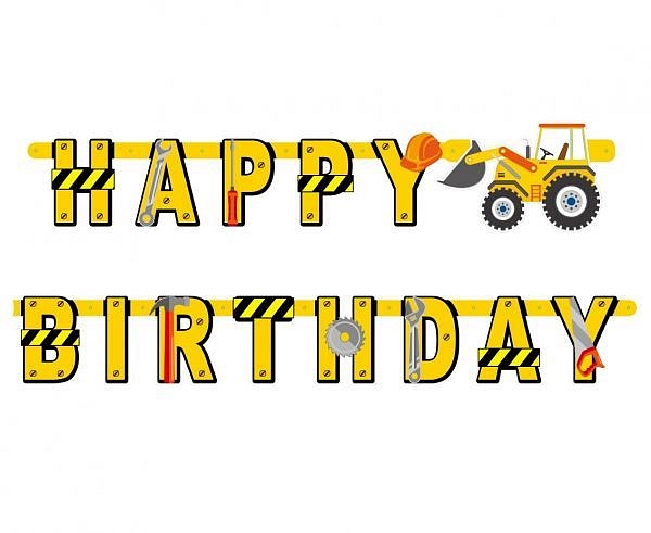 Girlanda - Happy Birthday - narozeniny - Stavba - Staveniště - 360cm