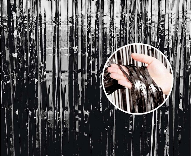 PÁRTY ZÁVĚS - ČERNÝ - BLACK -  Silvestr - 90 x 240 cm