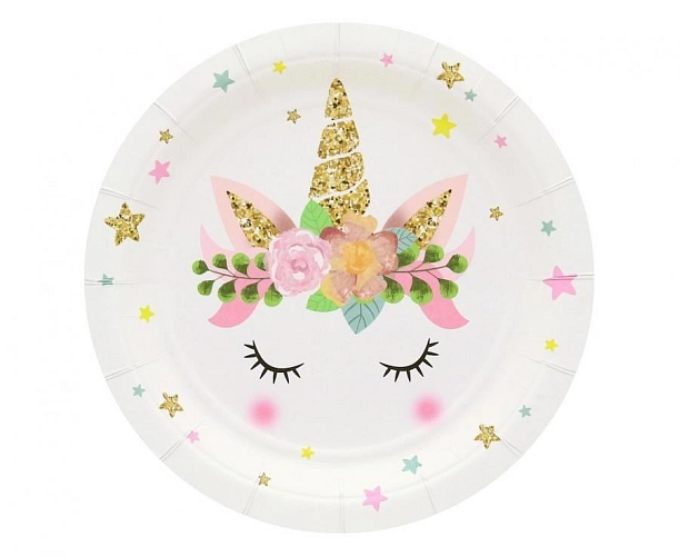 Papírové talíře Jednorožec - Unicorn - 18 cm - 6 ks