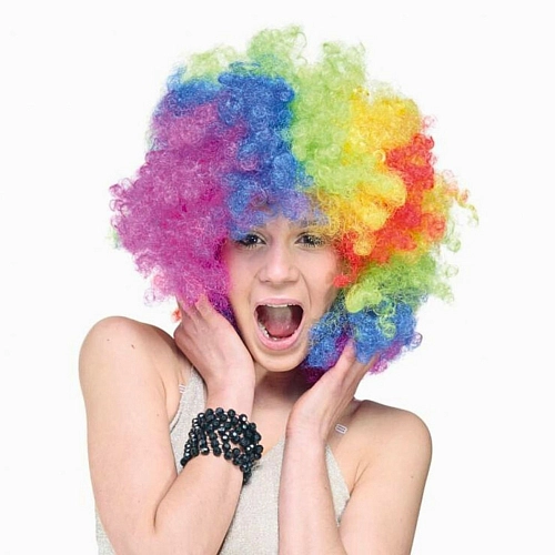 Paruka AFRO duha - duhová - klaun - šašek