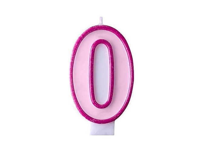 Narozeninová svíčka 0, růžová, 7 cm