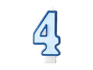 Narozeninová svíčka 4, modrá, 7 cm