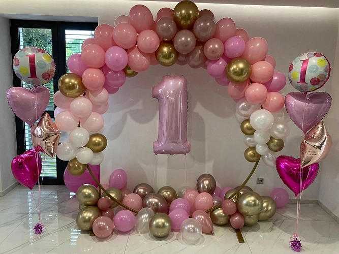 Balonková dekorace - zlatý kruh - 2 m