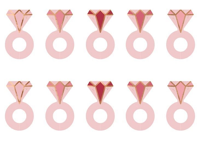 Dekorace na skleničky - Prsten - Svatba - Rozlučka se svobodou - 10 ks