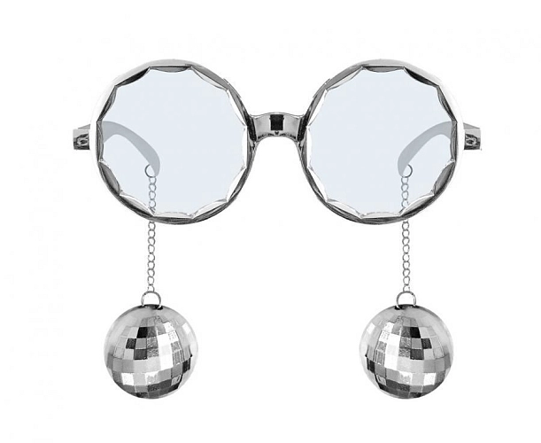 Párty brýle s disco koulemi - stříbrné