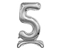 Balón foliový číslice STŘIBRNÁ  na podstavci , 74 cm - 5