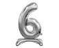 Balón foliový číslice STŘIBRNÁ  na podstavci , 74 cm - 6