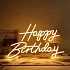 LED neon svíticí dekorace - Happy Birthday - narozeniny - teplá bílá
