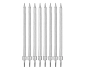 Narozeninové svíčky střibrné s podstavcemi délka - 10 cm - 8 ks