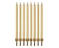 Narozeninové svíčky zlaté s podstavcemi délka - 10 cm - 8 ks