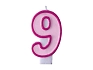 Narozeninová svíčka 9, růžová, 7cm