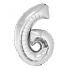 Balón foliový číslice STŘÍBRNÁ - SILVER 102 cm - 6